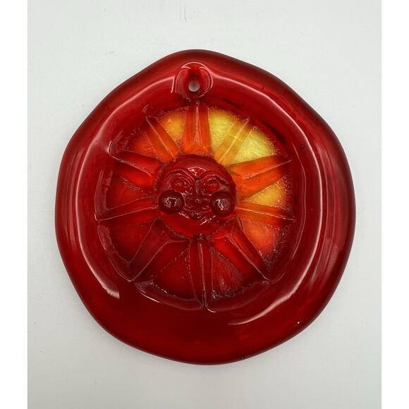 Blenko Ruby Red Amberina Art Glass Sunshine Suncatcher 3.5” Hanging Decor - Picture 3 of 10